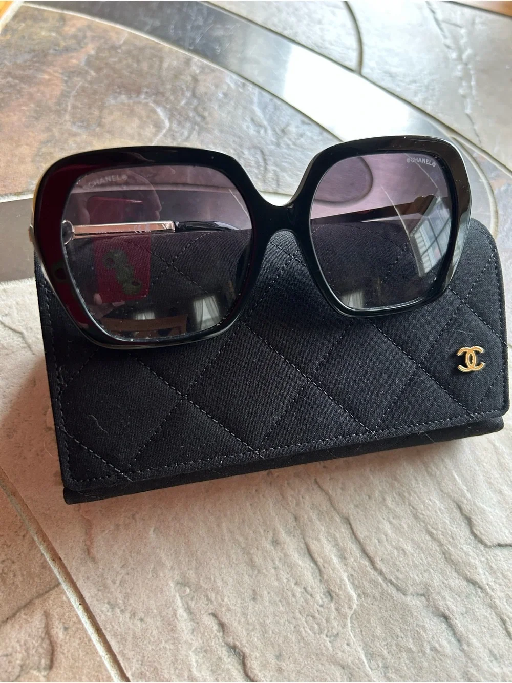 CHANEL Black Oversized Square Gradient Sunglasses